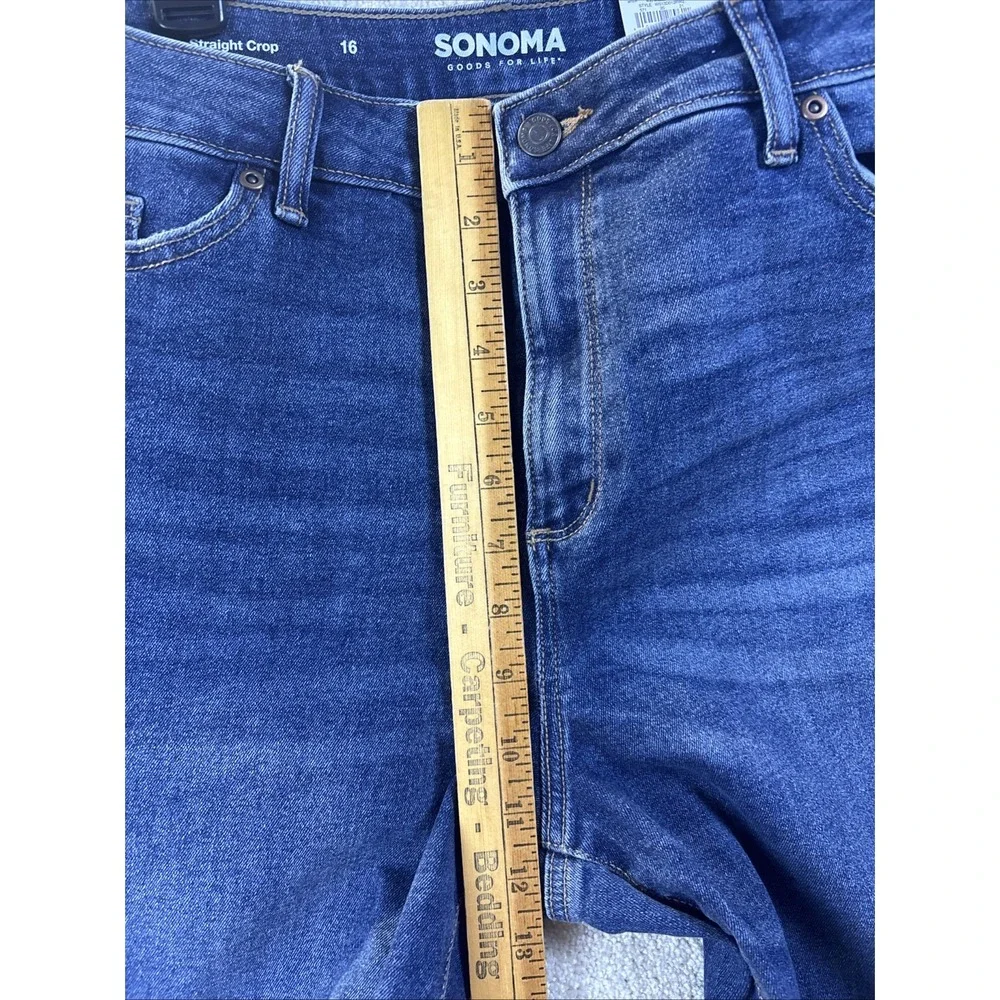 Sonoma Jeans Women's 16 (Fits 34x26) Blue Denim Straight Crop High Rise NEW - Picture 7 of 9